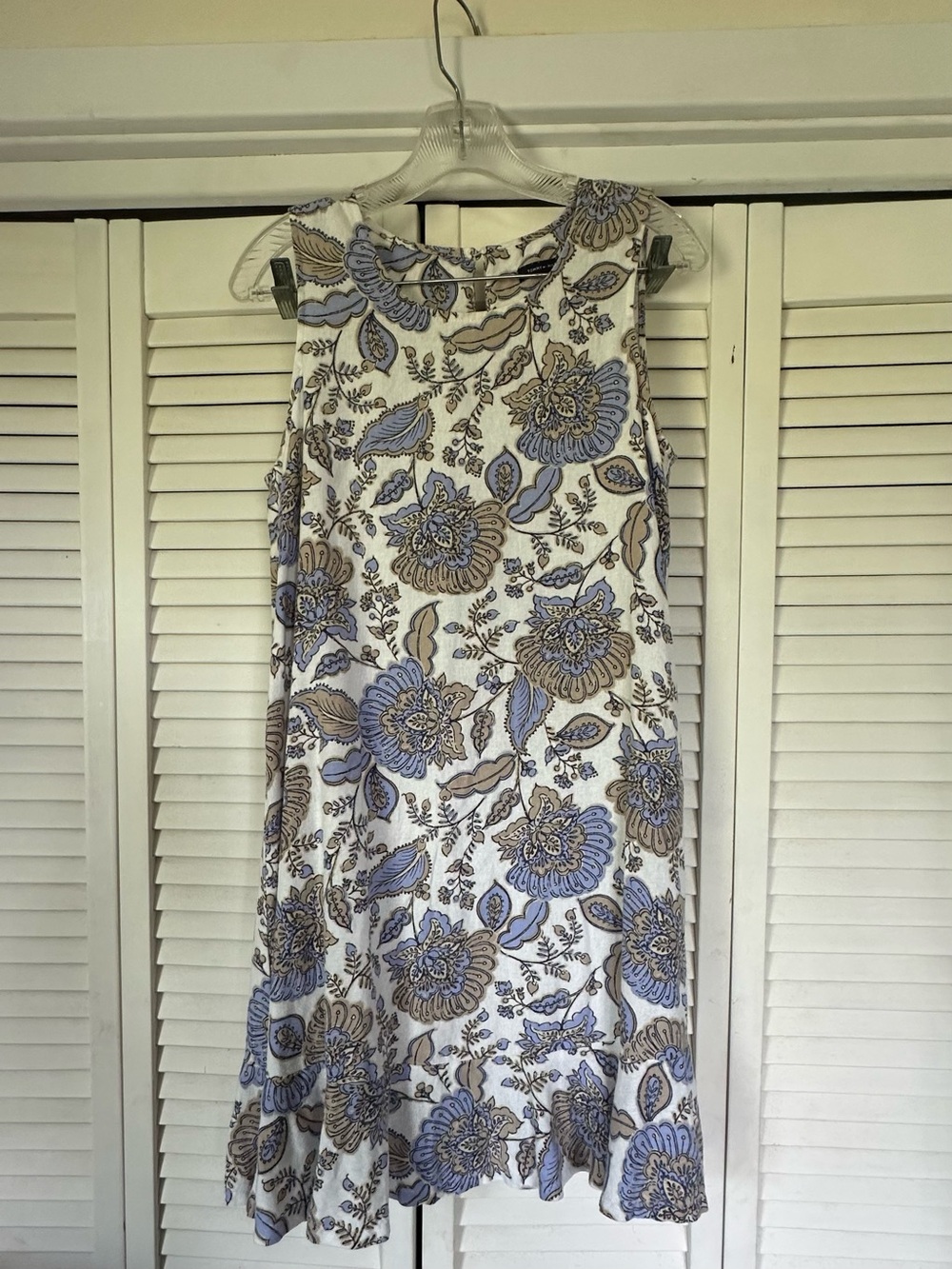 Tommy Hilfiger White Mini Dress with Blue and Tan Floral Print